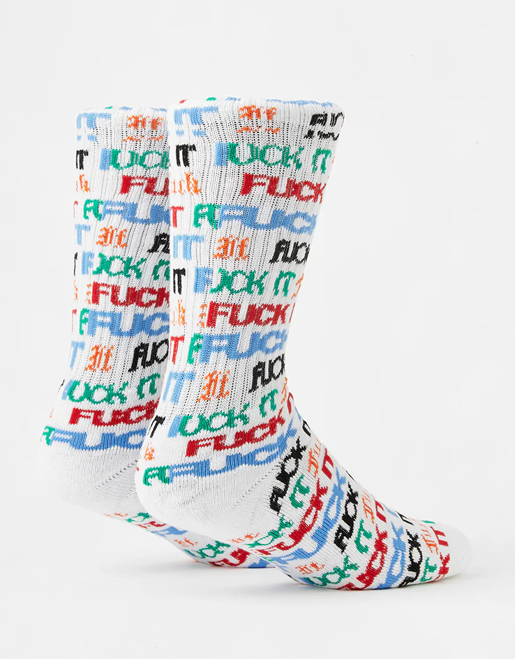 HUF Fuck It Flyer Crew Socks - White - Image 2