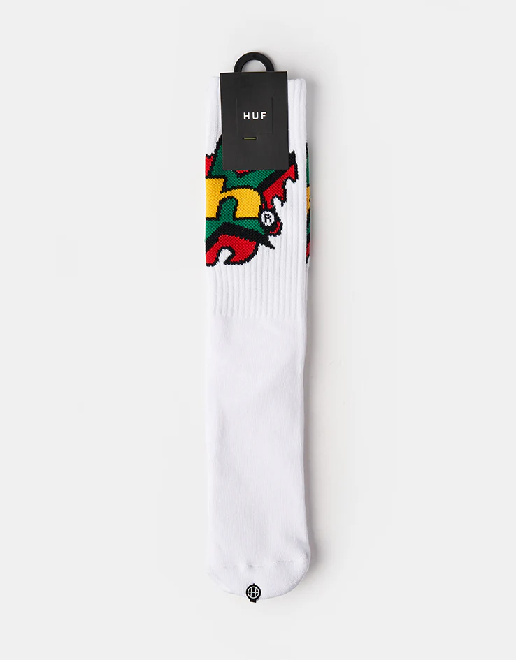 HUF H Bit Crew Socks - White - Image 2