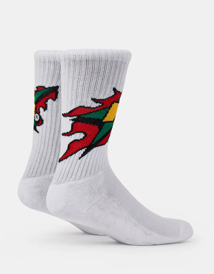 HUF H Bit Crew Socks - White - Image 3