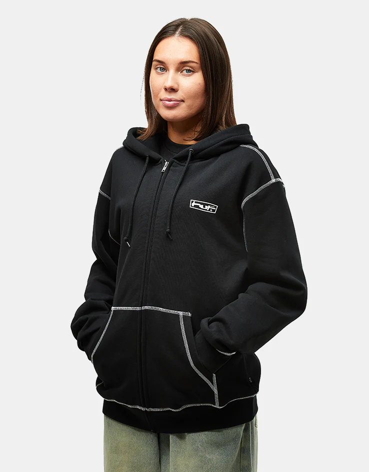 HUF Stretch Full Zip Hoodie - Black - Image 7