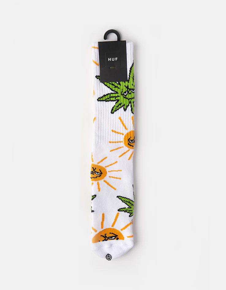HUF Sunny Buddy Crew Socks - White - Image 2