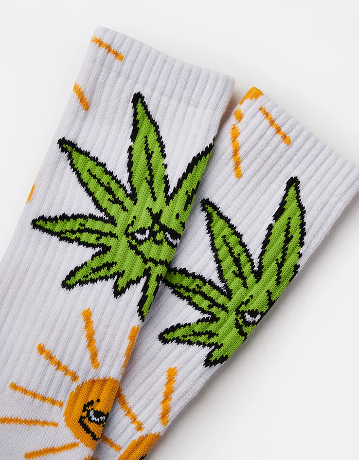 HUF Sunny Buddy Crew Socks - White - Image 3
