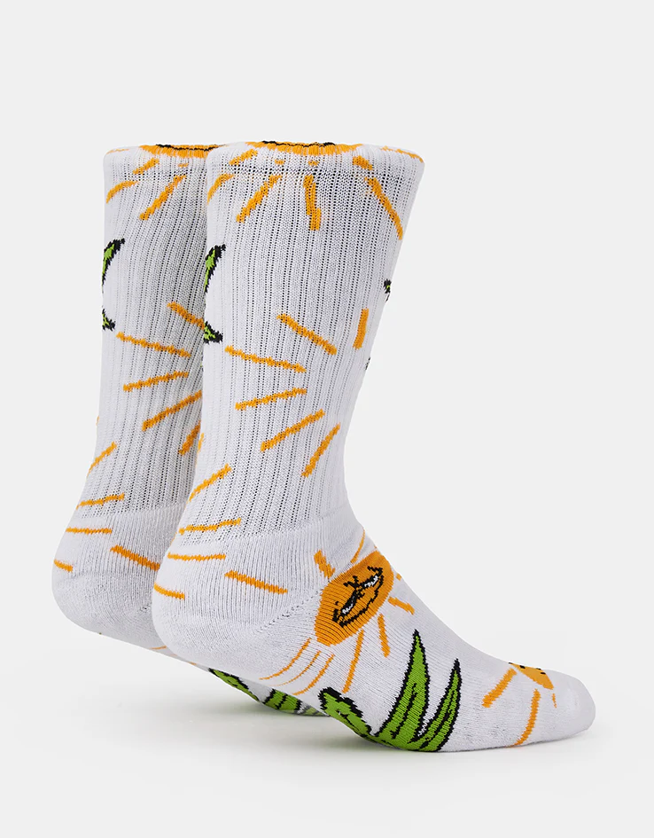 HUF Sunny Buddy Crew Socks - White - Image 4