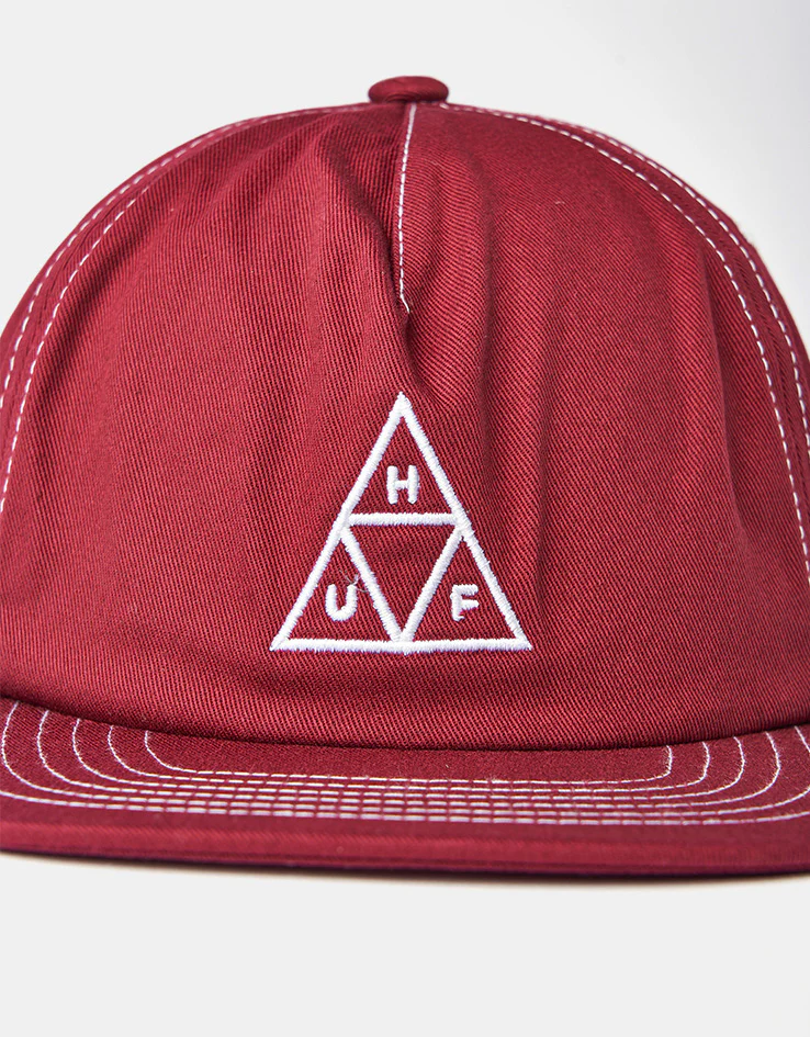 HUF Triple Triangle Snapback Cap - Berry/White - Image 2