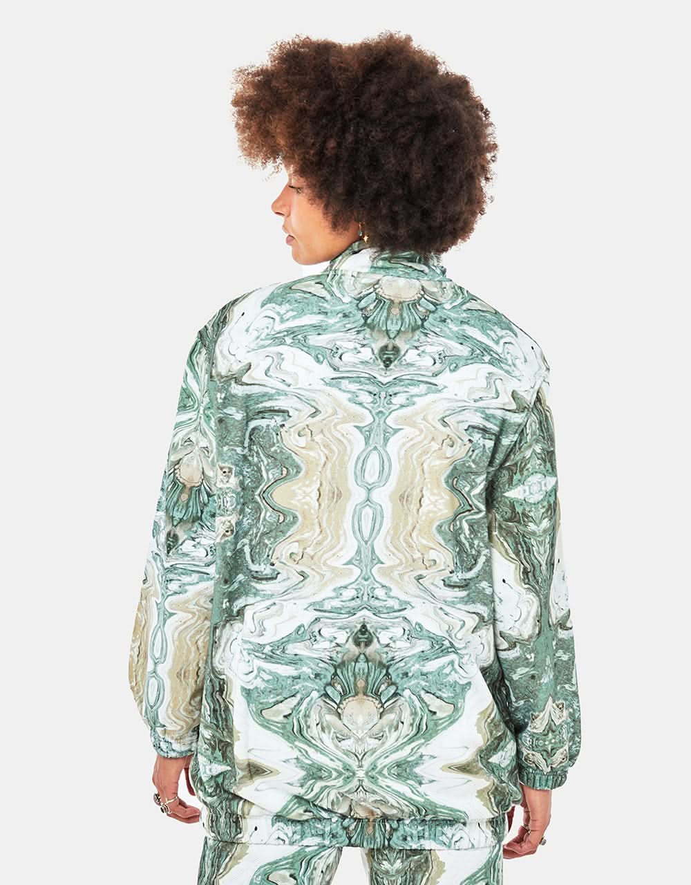HUF Womens Swirl Oversized Full Zip Fleece - Olive - Image 3