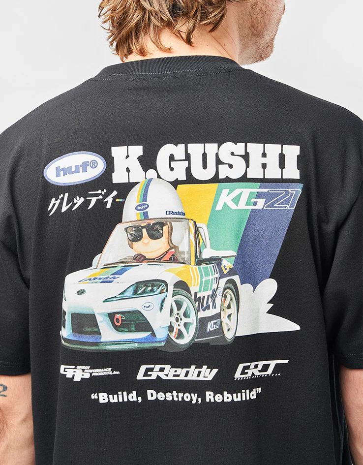 HUF x GReddy Gushi T-Shirt - Black - Image 3