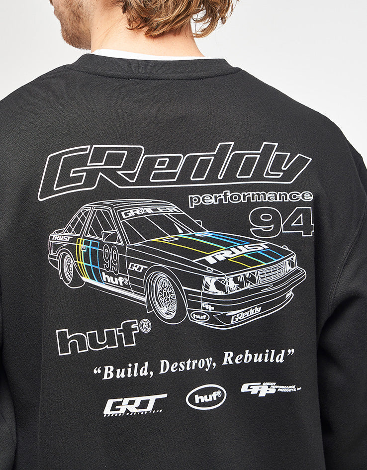 HUF x GReddy Retro Mod Crew - Black - Image 3