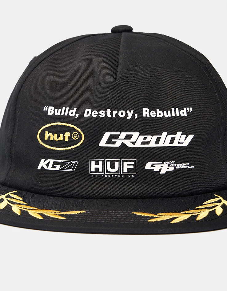 HUF x GReddy Team Snapback Cap - Black - Image 2