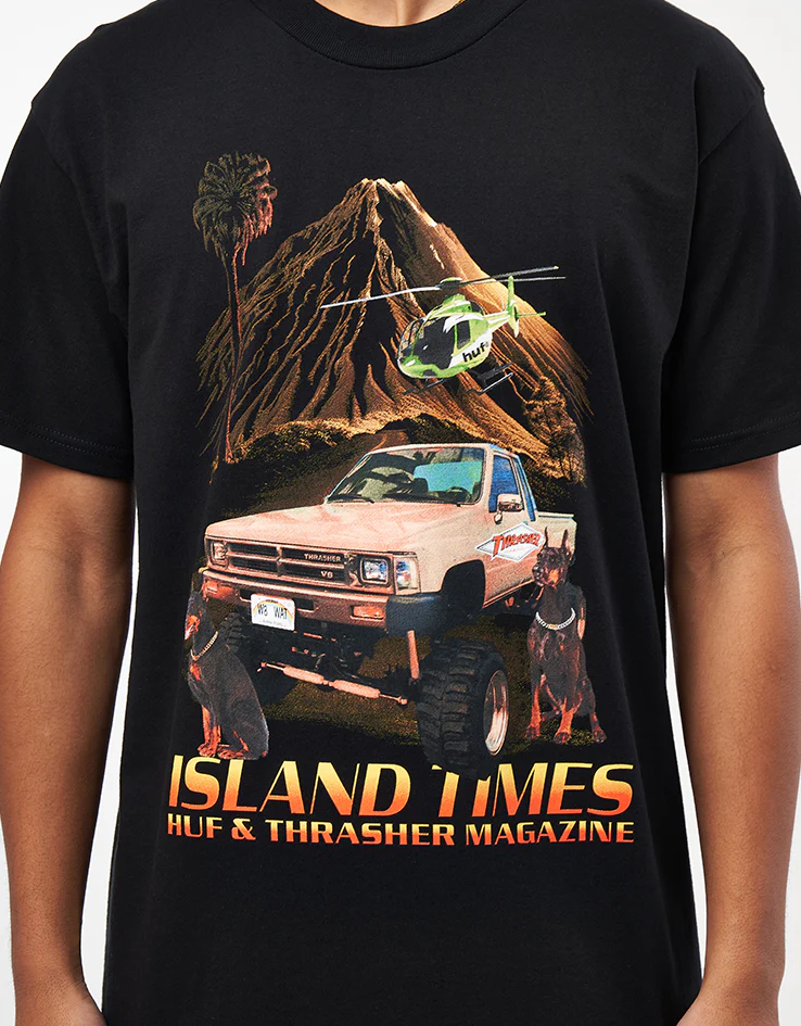 HUF x Thrasher Island Times T-Shirt - Black - Image 2