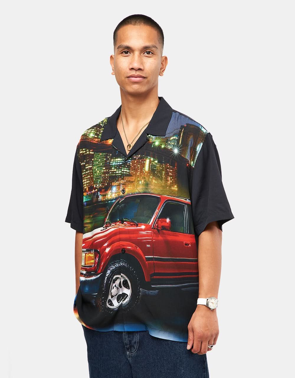 HUF x Toyota Land Cruiser Big City S/S Resort Shirt - Black - Image 3