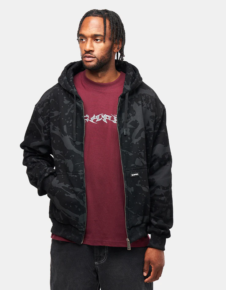 ICHPIG Splatter Zip-Up Hoodie - Black - Image 3