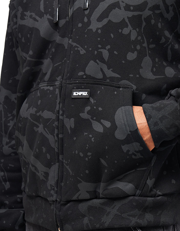ICHPIG Splatter Zip-Up Hoodie - Black - Image 5