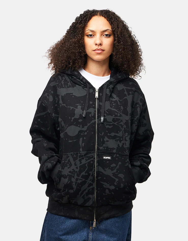 ICHPIG Splatter Zip-Up Hoodie - Black - Image 6