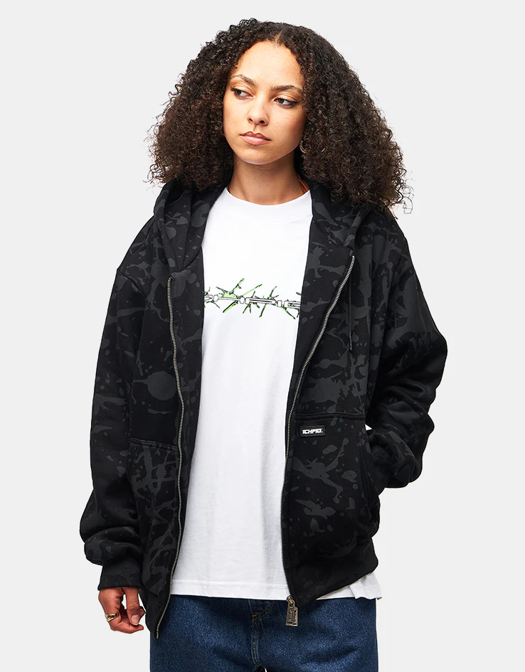 ICHPIG Splatter Zip-Up Hoodie - Black - Image 7