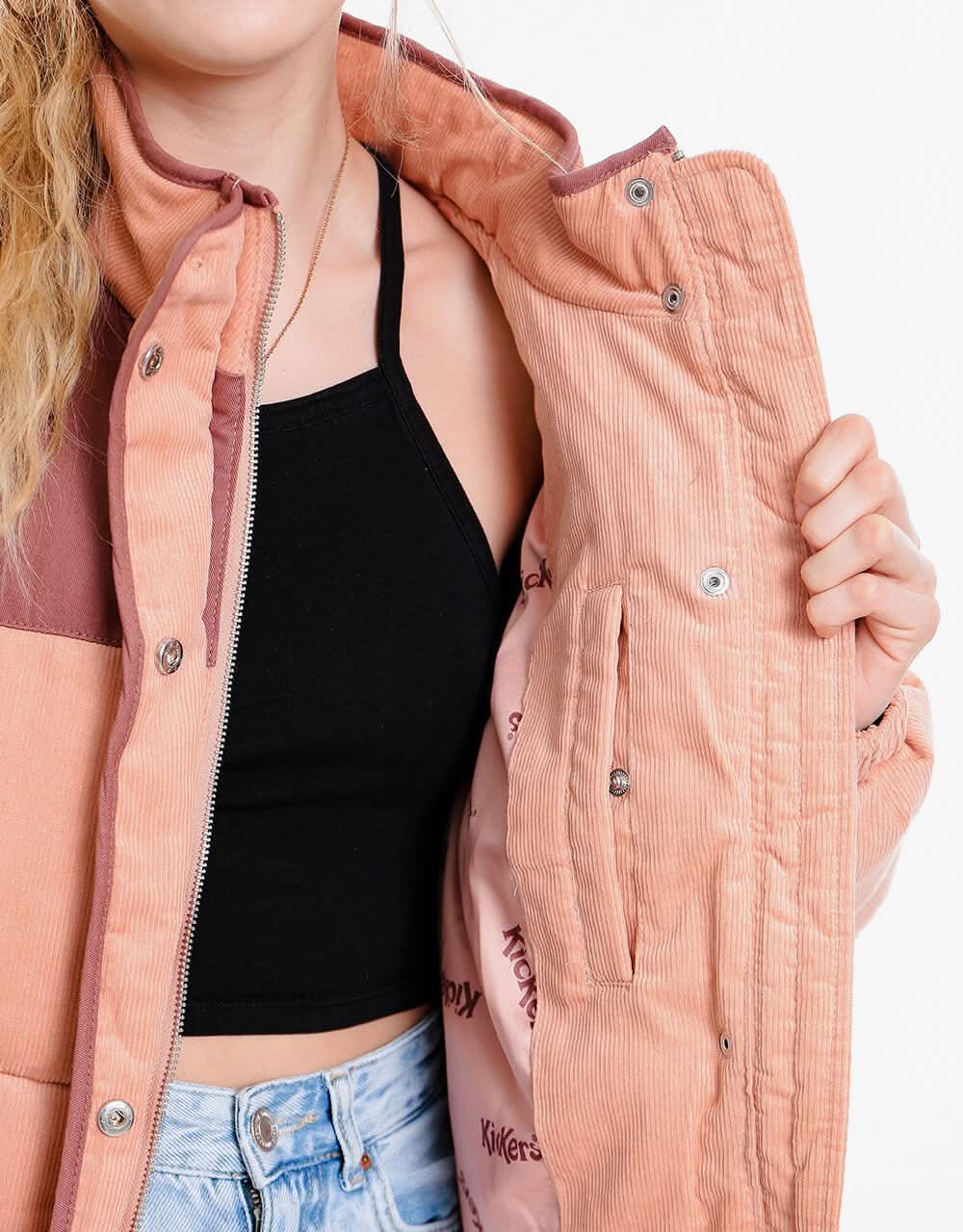 Kickers® Womens Cord Puffer - Dusty Pink - Image 5