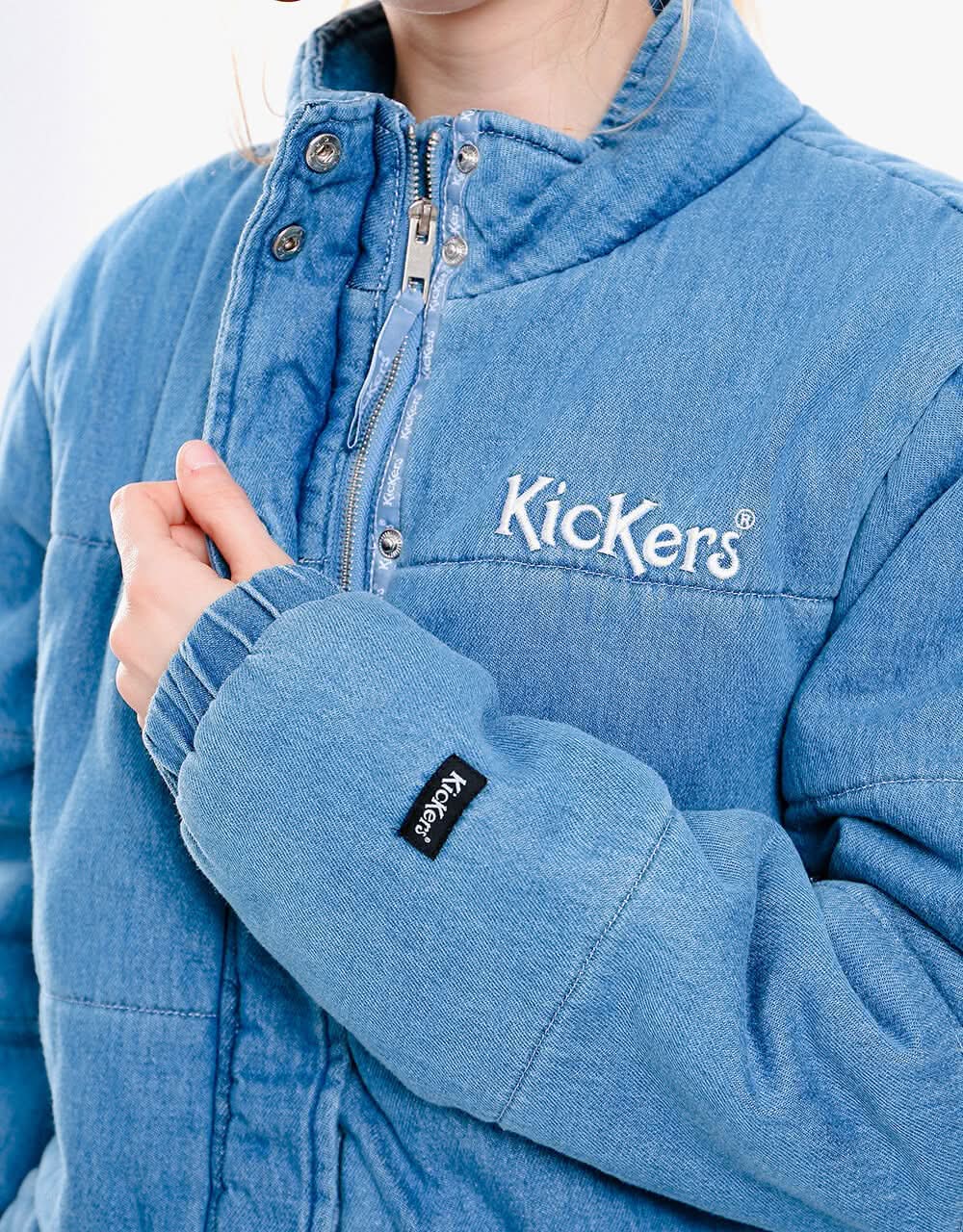 Kickers® Womens Denim Puffer Jacket - Mid Blue - Image 2