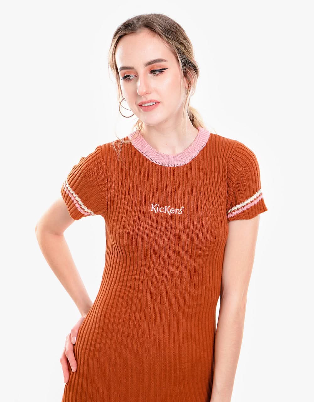 Kickers® Womens Rib Knit Mini Dress - Rust - Image 6
