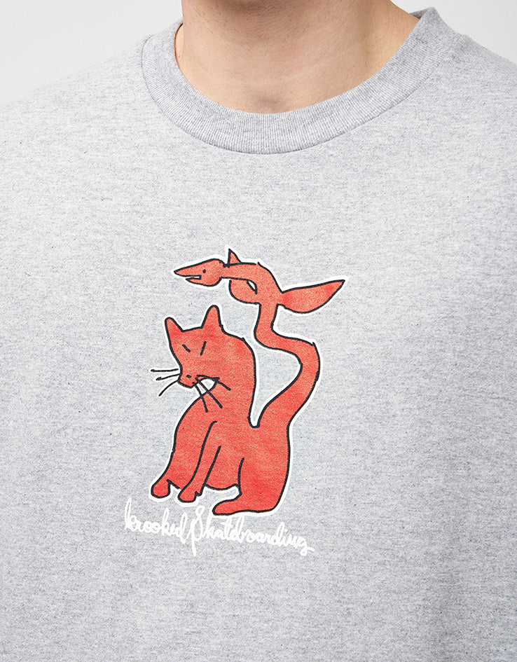 Krooked Kat Serpent T-Shirt - Heather Grey/Red/White/Black - Image 3