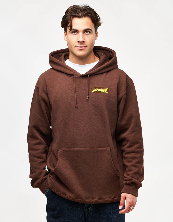 Krooked Moonsmile Raw Pullover Hoodie - Brown/Yellow - Image 2