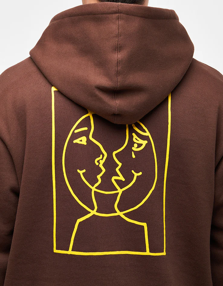Krooked Moonsmile Raw Pullover Hoodie - Brown/Yellow - Image 3