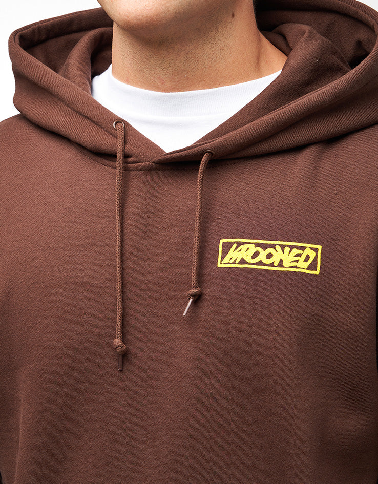 Krooked Moonsmile Raw Pullover Hoodie - Brown/Yellow - Image 4