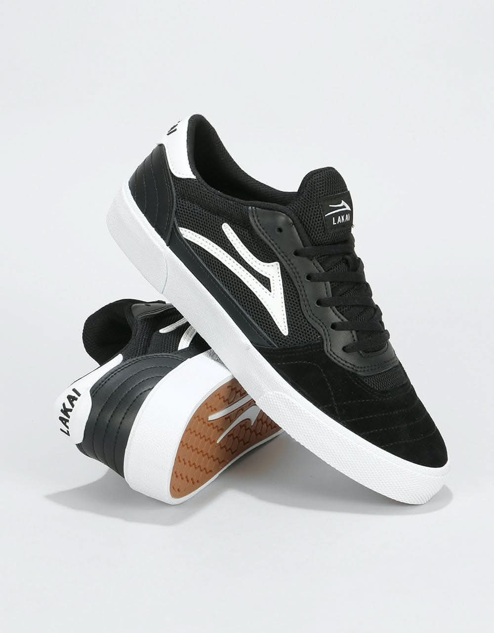 Lakai Cambridge Skate Shoes - Black/White Suede - Image 7