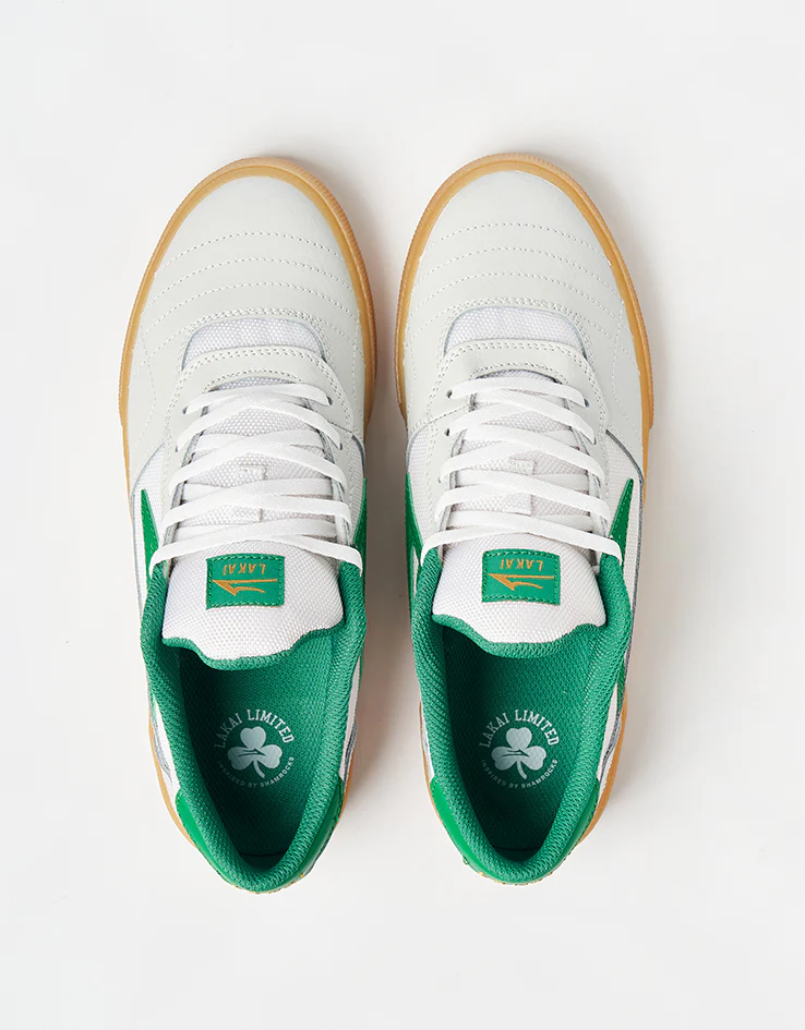 Lakai Cambridge Skate Shoes - White/Green Leather - Image 2