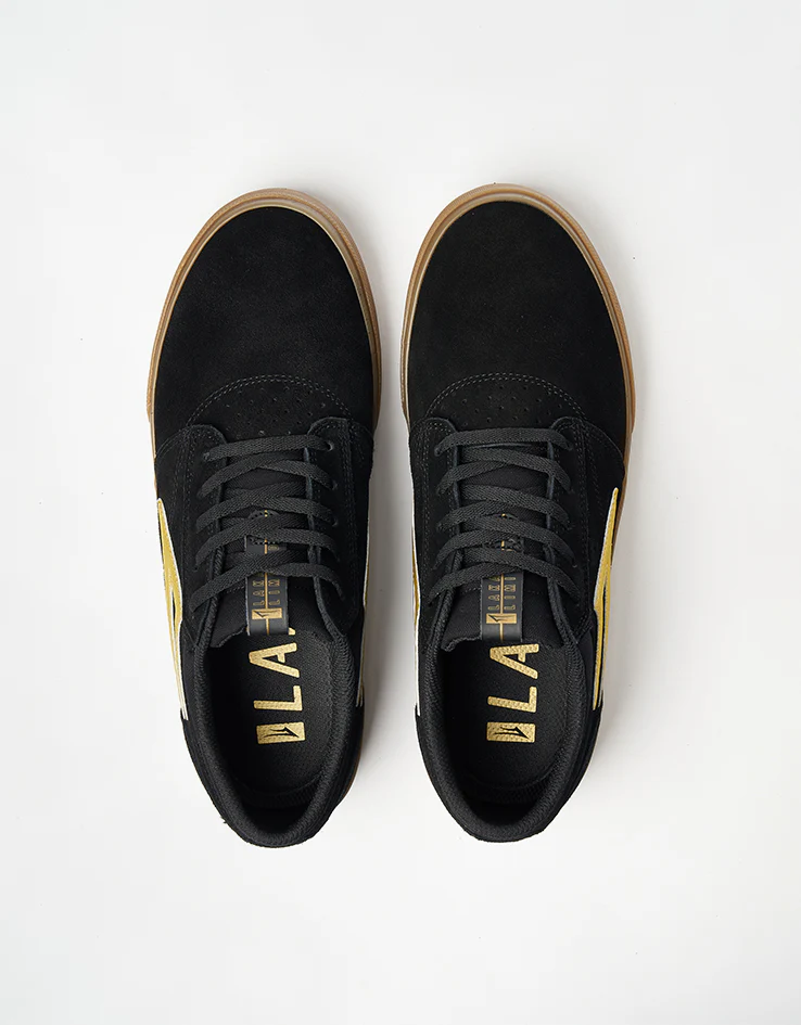 Lakai Griffin Skate Shoes - Black/Gold Suede - Image 2