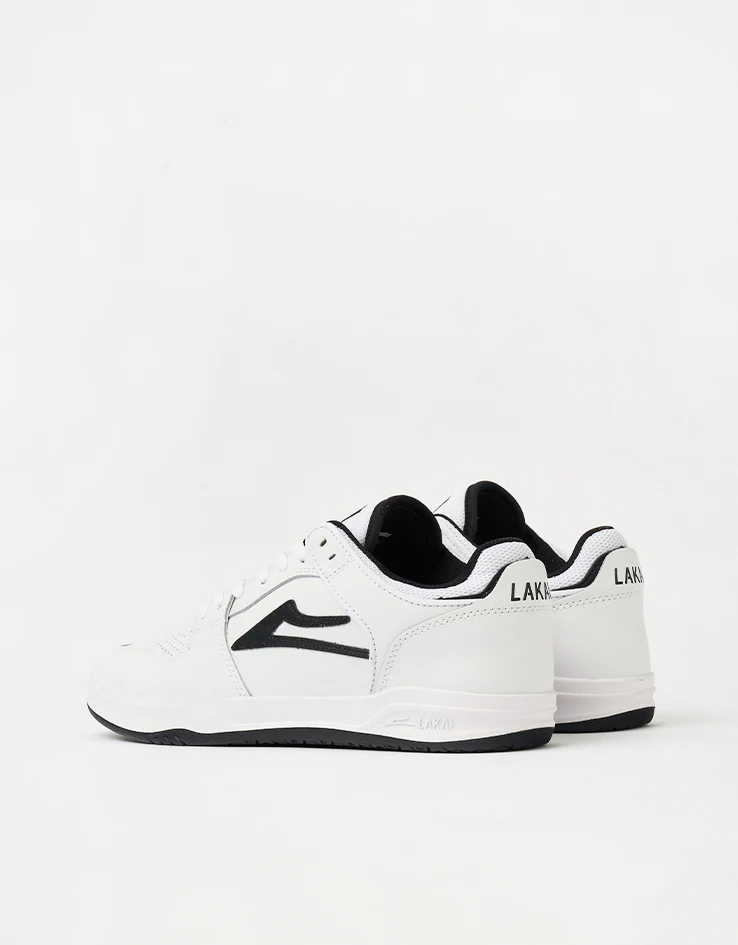 Lakai Telford Low Skate Shoes - White/Black Leather - Image 3
