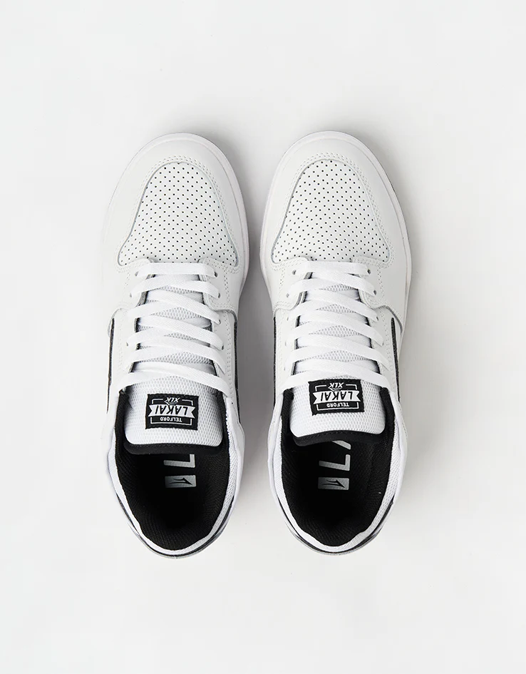 Lakai Telford Low Skate Shoes - White/Black Leather - Image 8
