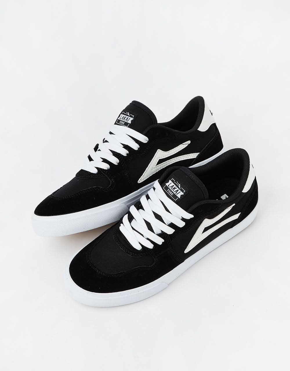 Lakai York Skate Shoes - Black/White Suede - Image 4