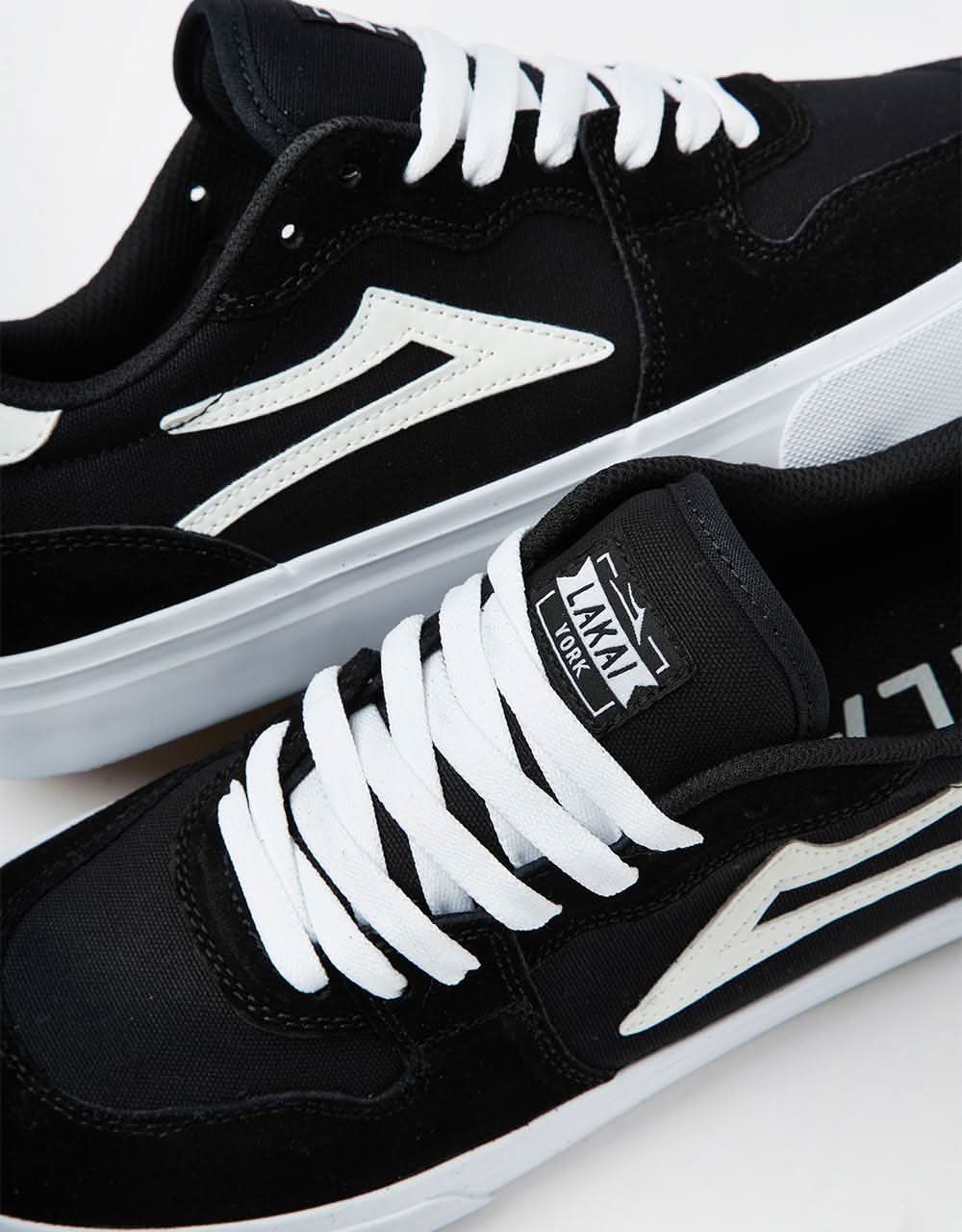Lakai York Skate Shoes - Black/White Suede - Image 5