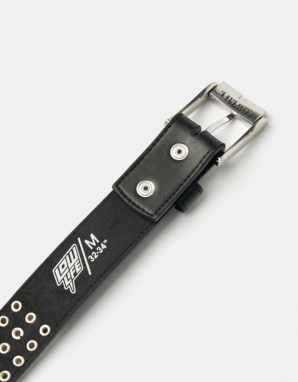 Lowlife Triple S Studded Leather Belt - Black and Silver - Image 3