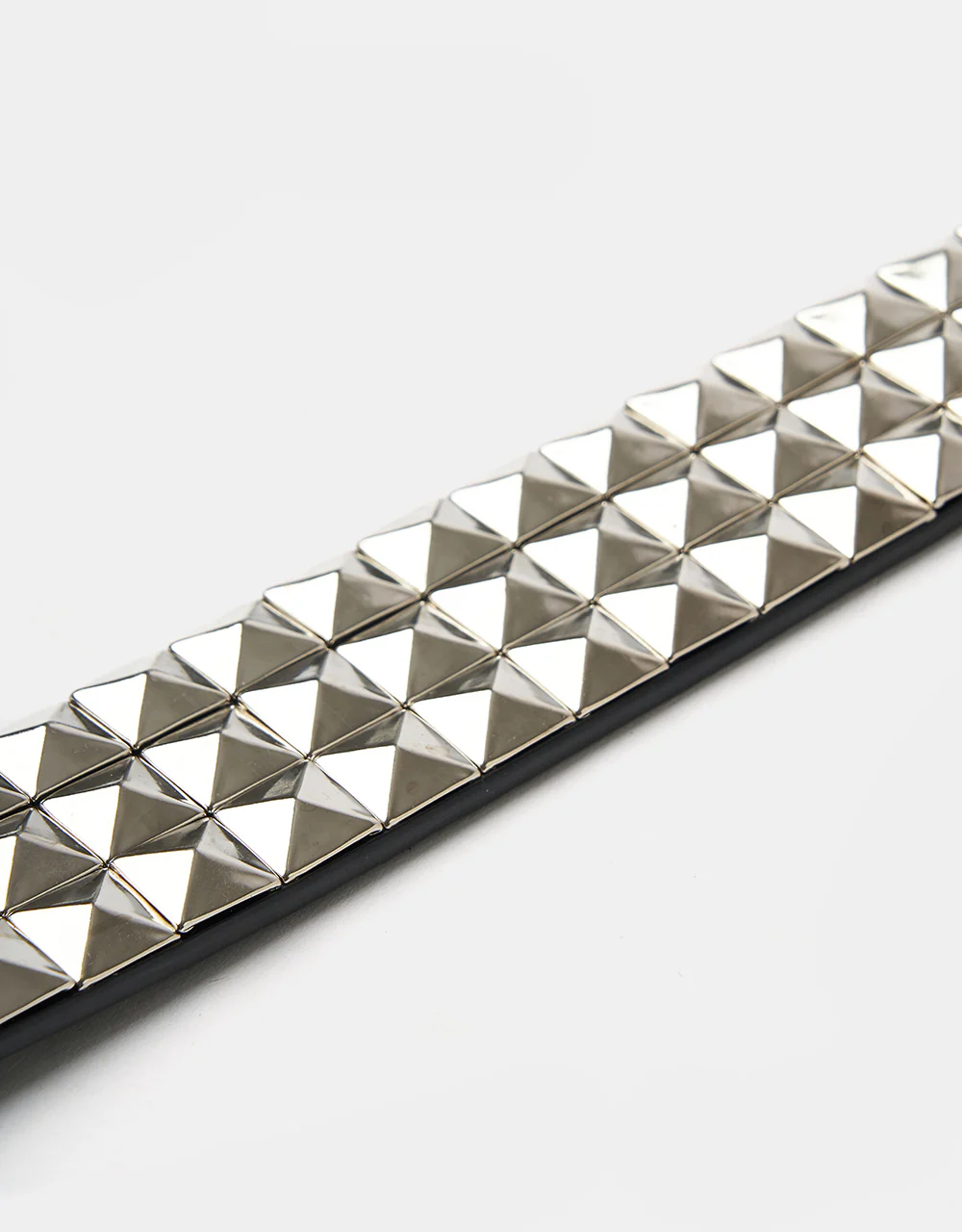 Lowlife Triple S Studded Leather Belt - Black and Silver - Image 4
