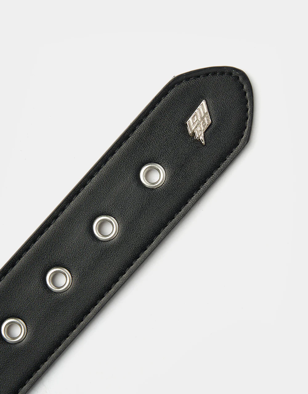 Lowlife Triple S Studded Leather Belt - Black and Silver - Image 5