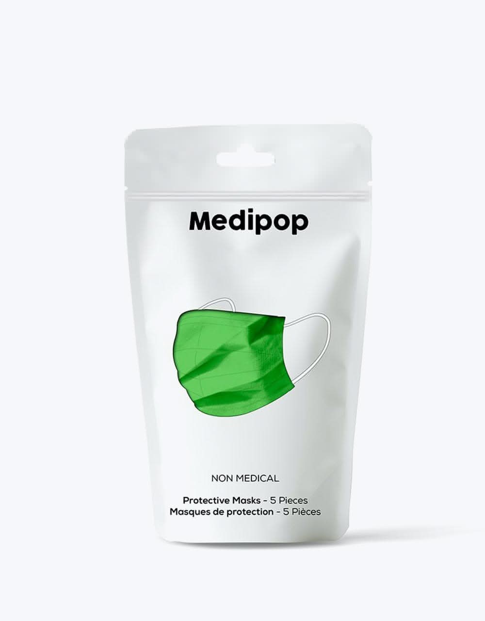 Medipop Disposable D Face Mask 5 Pack - Neon Green - Image 3
