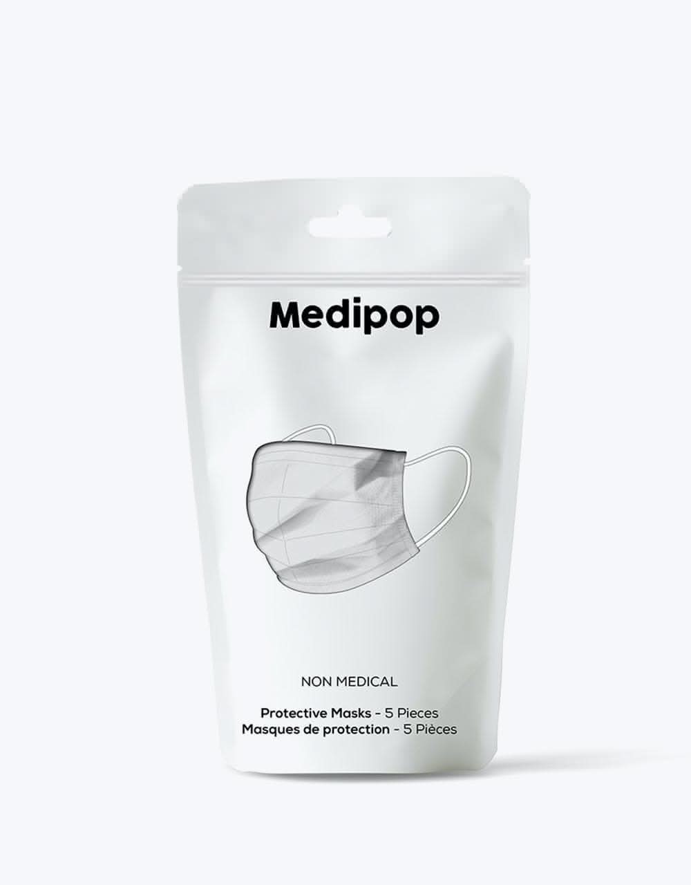 Medipop Disposable D Face Mask 5 Pack - White - Image 3