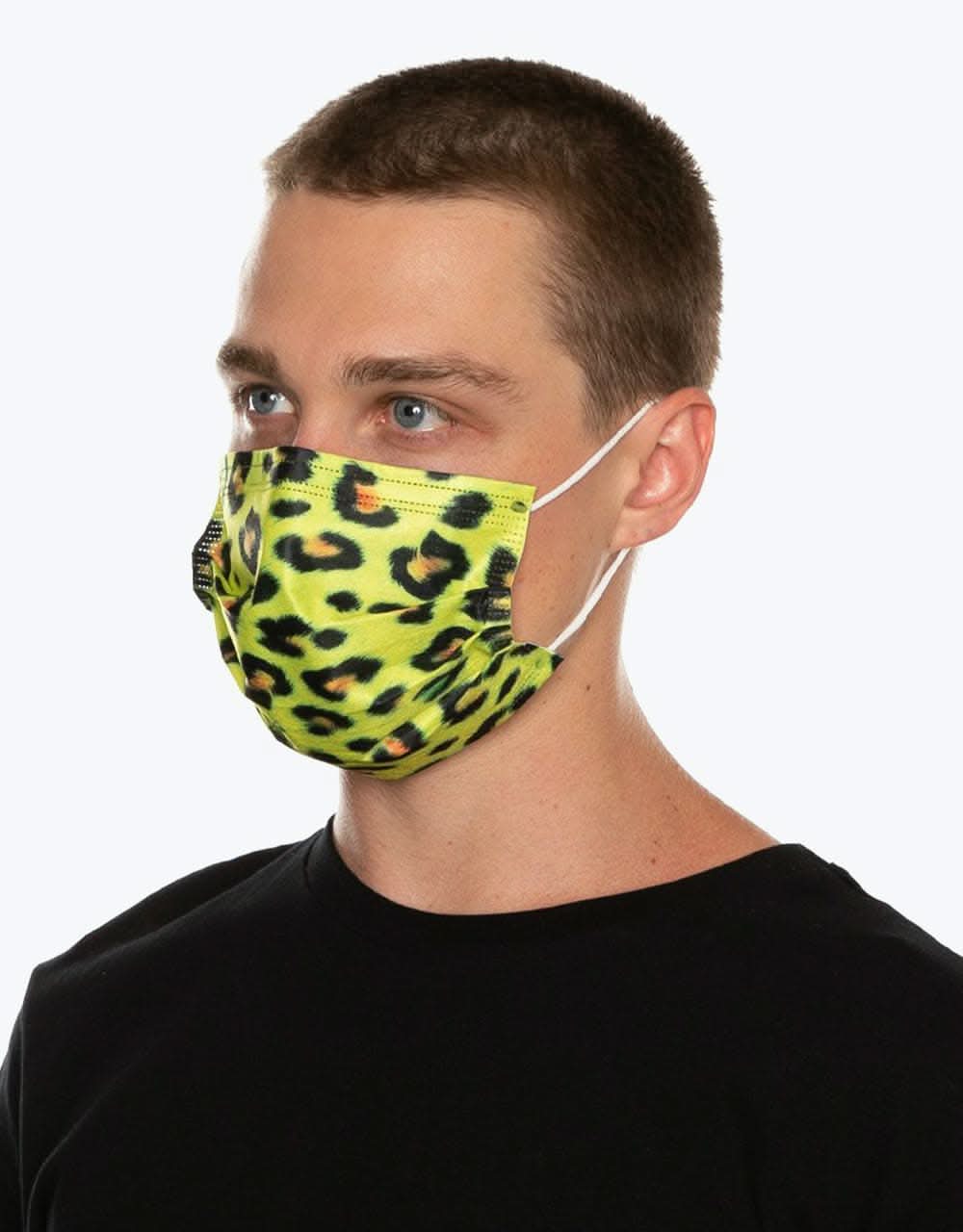 Medipop Disposable D Face Mask 5 Pack - Yellow Leopard - Image 2