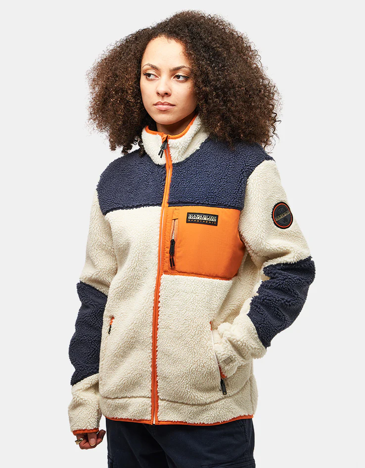 Napapijri Yupik Full Zip Fleece - White Heron/Blue Marine/Orange Pumpkin - Image 7