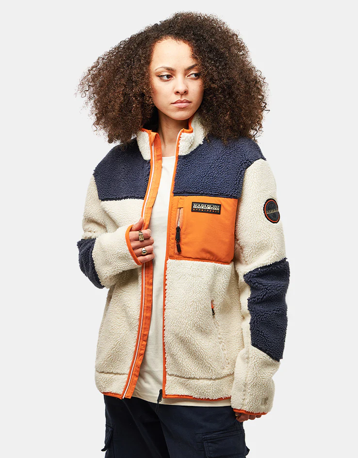 Napapijri Yupik Full Zip Fleece - White Heron/Blue Marine/Orange Pumpkin - Image 9