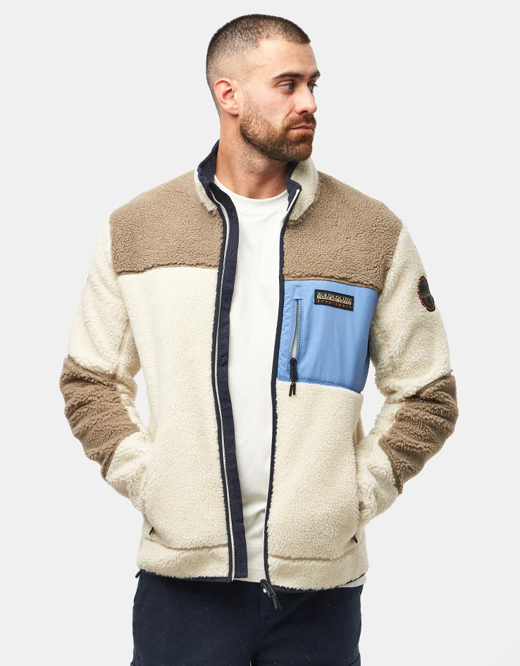 Napapijri Yupik Full Zip Fleece - White Heron/Will Gray/Light Blue - Image 3