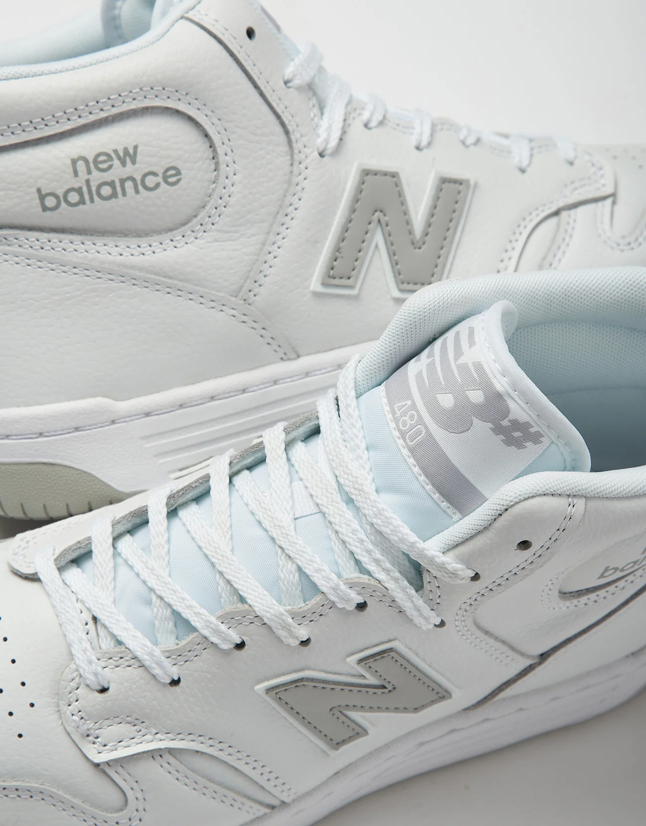 New Balance Numeric 480 High Skate Shoes - White/Grey - Image 6