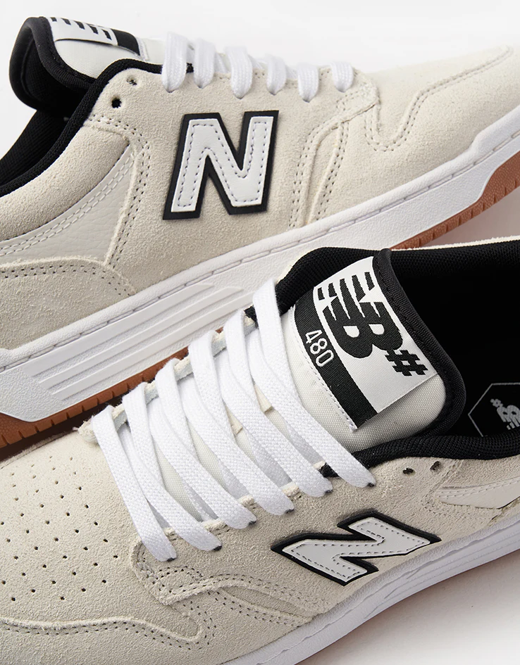 New Balance Numeric 480 Skate Shoes - White/Black/Gum - Image 6