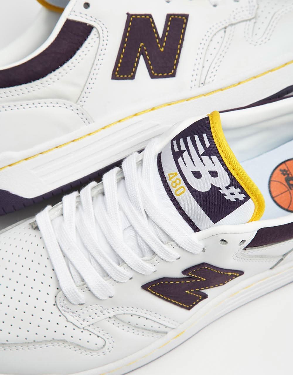 New Balance Numeric 480 Skate Shoes - White/Purple - Image 4