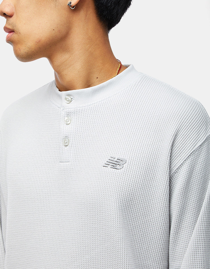 New Balance Numeric Waffle Knit Long Sleeve Henley - Grey - Image 3