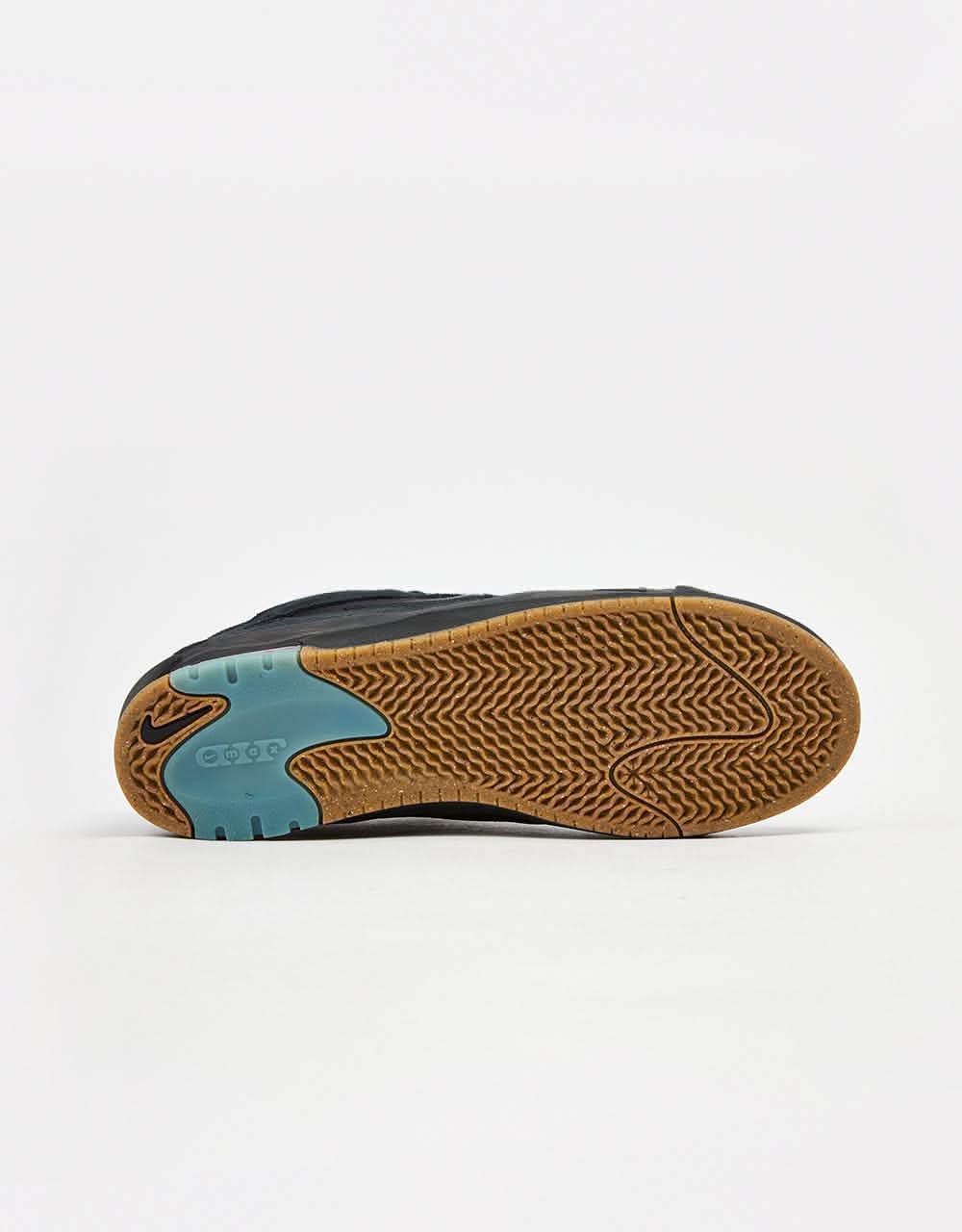 Nike SB Air Max Ishod Skate Shoes - Black/Black-Anthracite-Black-Gum Lt Brown-Univ Blue - Image 7