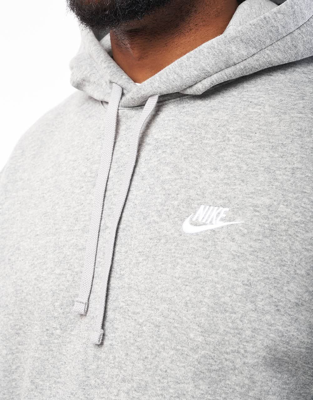 Nike Club Pullover Hoodie - Dark Heather Grey Heather/White - Image 3