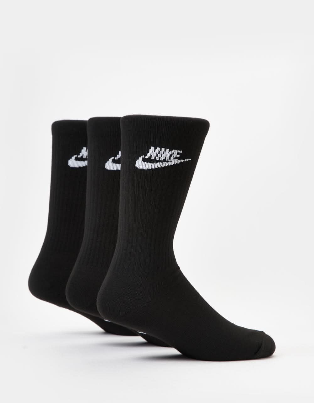Nike SB Everyday Essential 3 Pack Crew Socks - Black/White - Image 5