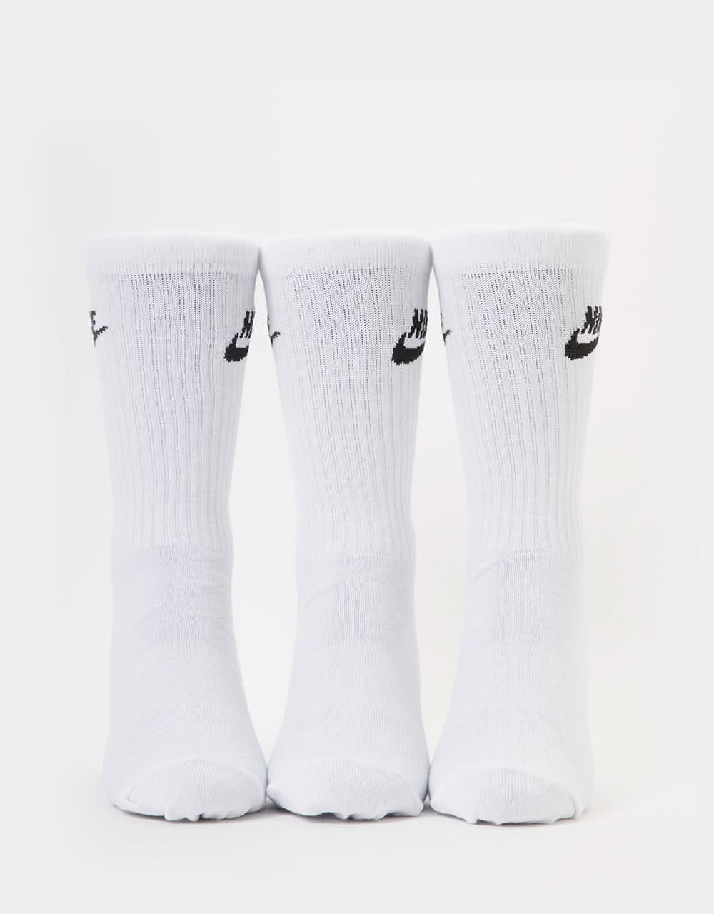 Nike SB Everyday Essential 3 Pack Crew Socks - White/Black - Image 4