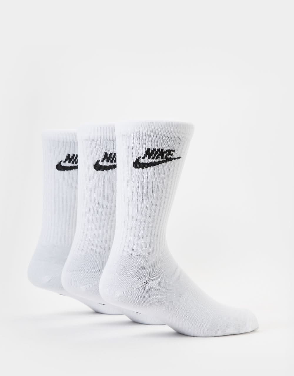 Nike SB Everyday Essential 3 Pack Crew Socks - White/Black - Image 5